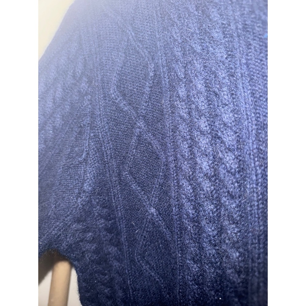 Peter Millar XL Navy Blue Wool Yak Cashmere Cable Knit Shawl Cardigan Sweater - Picture 6 of 11